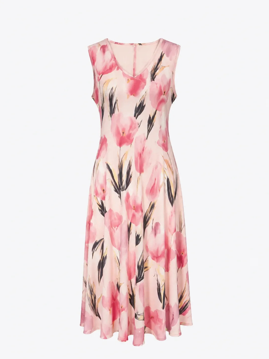 Women's floral A-line maxi dress set with cropped 3/4-sleeve open-front jacket – Pink