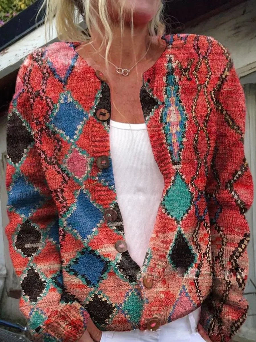 Women's floral embroidered button-front knit cardigan – Style 7
