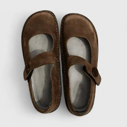 Women's comfort leather Mary-Jane shoes with adjustable strap