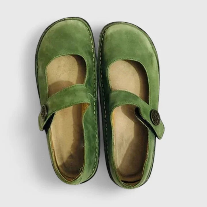 Women's comfort leather Mary-Jane shoes with adjustable strap
