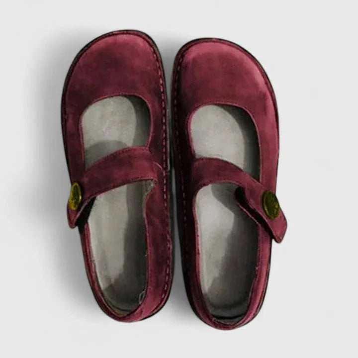 Women's comfort leather Mary-Jane shoes with adjustable strap