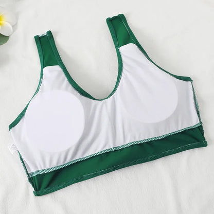 Women's high-waisted bikini with wrap front V-neck top and side ties