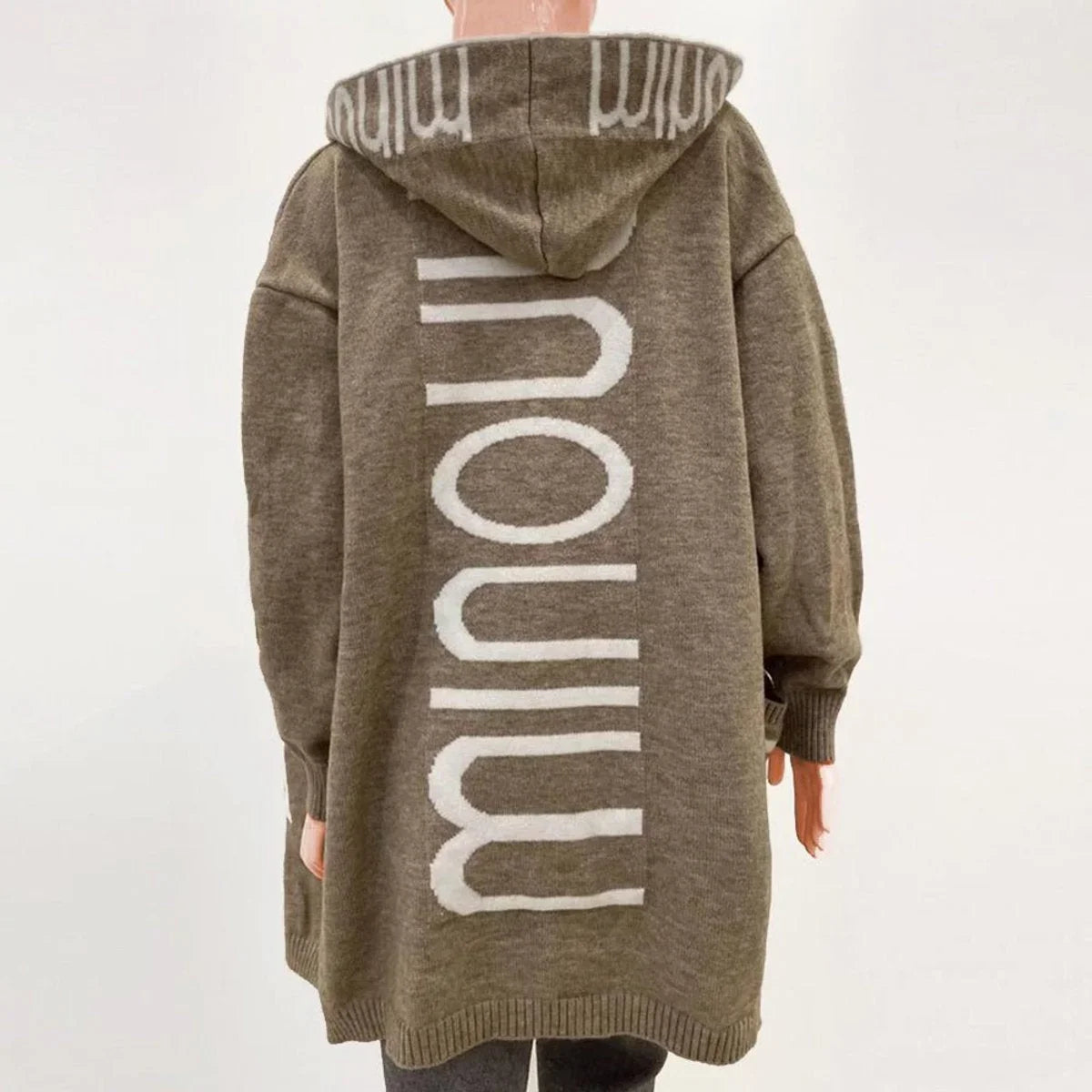 Women's hooded open-front knit cardigan sweater jacket