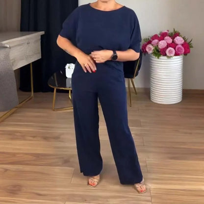 Women's knit 3-piece set with open-front cardigan and wide-leg trousers