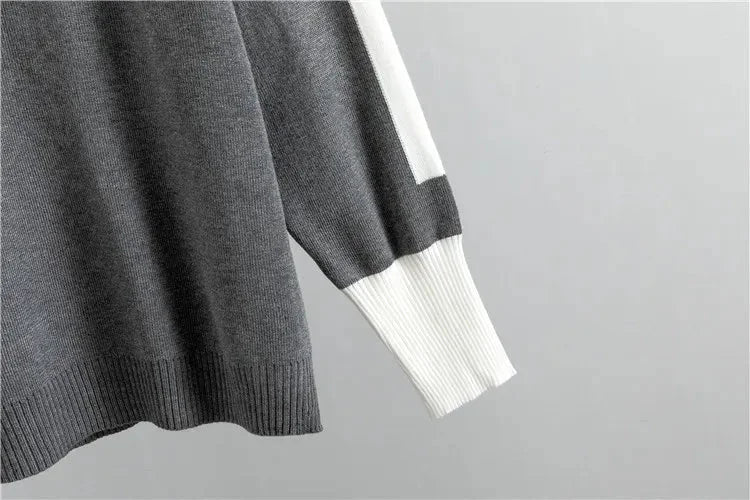 Women's knit color-block tracksuit with mock-neck and tapered-leg trousers