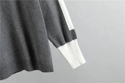 Women's knit color-block tracksuit with mock-neck and tapered-leg trousers