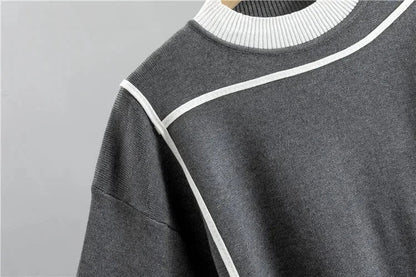 Women's knit color-block tracksuit with mock-neck and tapered-leg trousers