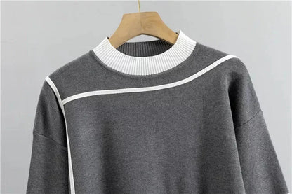 Women's knit color-block tracksuit with mock-neck and tapered-leg trousers
