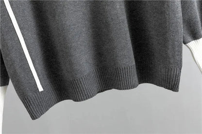 Women's knit color-block tracksuit with mock-neck and tapered-leg trousers