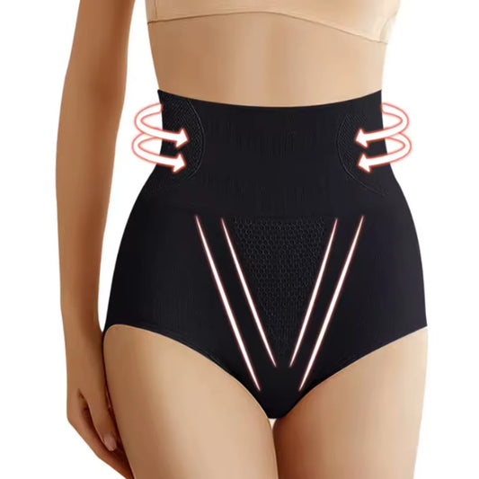 Women's knit high-waist shaping underwear with firm tummy control – Black