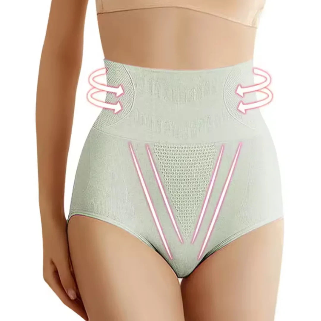 Women's knit high-waist shaping underwear with firm tummy control – Light green
