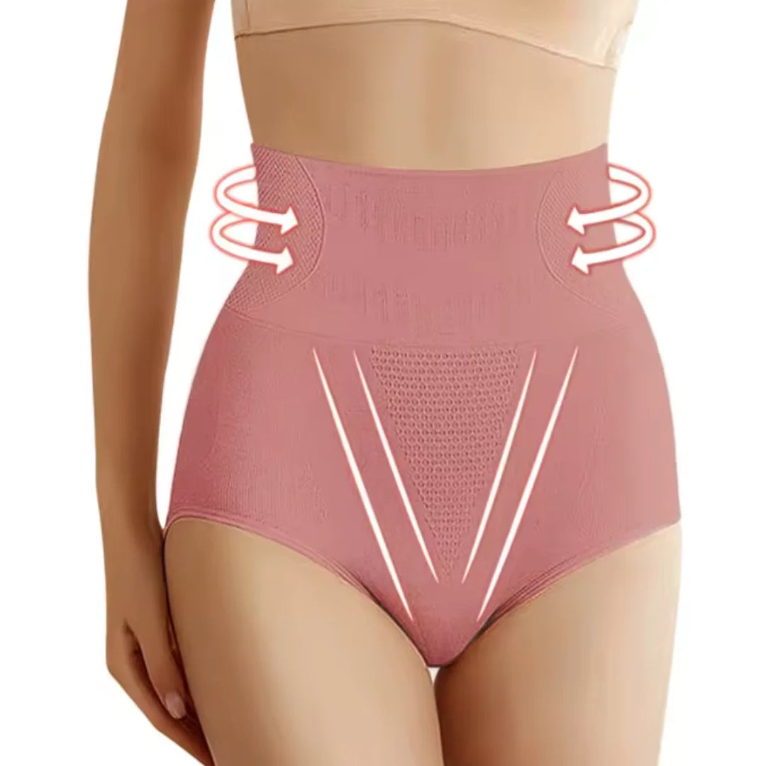 Women's knit high-waist shaping underwear with firm tummy control – Pink