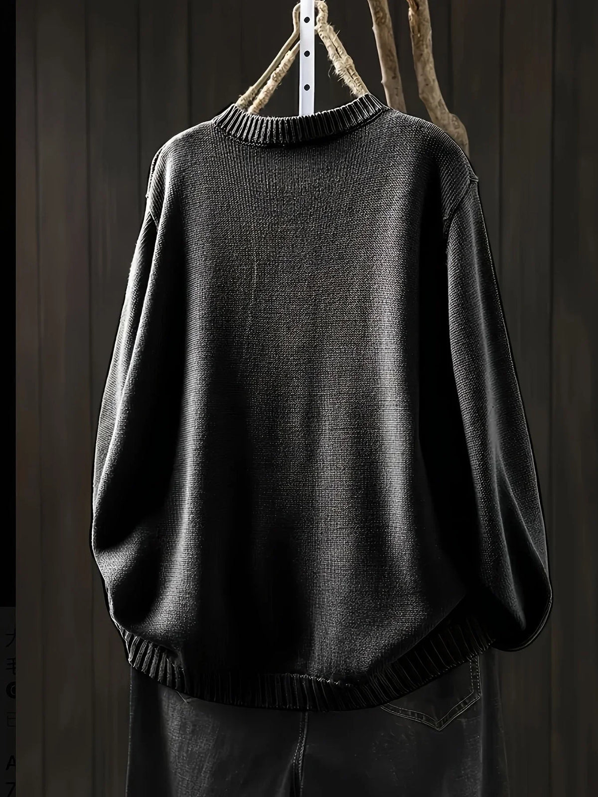Women's knit loose-fit cardigan sweater with button-front and crew-neck
