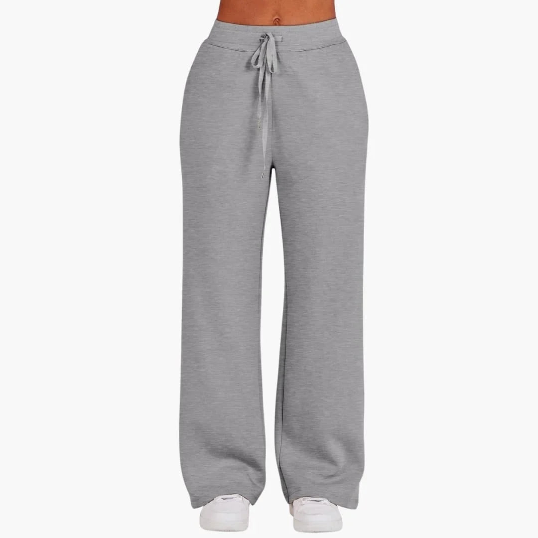 Women's knit lounge set with half-zip top and womens wide leg pants
