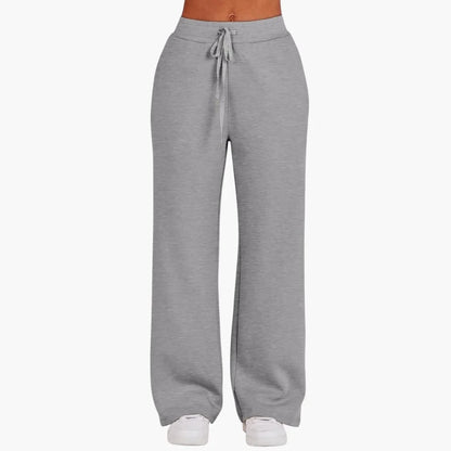 Women's knit lounge set with half-zip top and womens wide leg pants