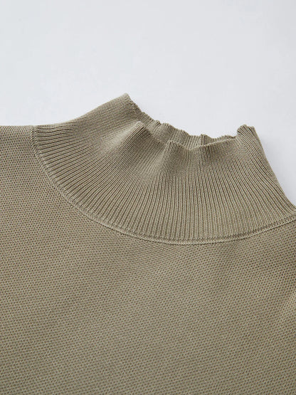 Women's knit padded-shoulder top with mock-neck and cap-sleeves