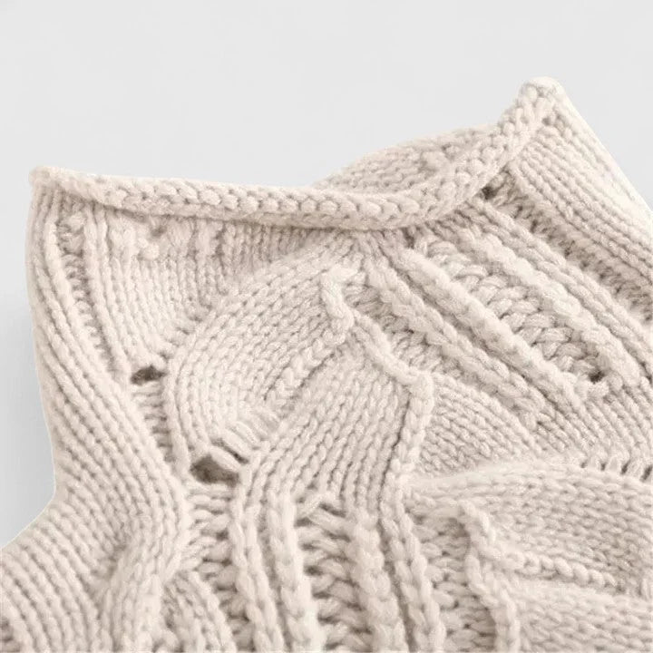 Women's cable knit sweater with turtleneck long sleeves relaxed fit