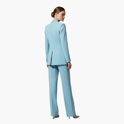 Women's casual denim jacket style blazer and trousers suit set