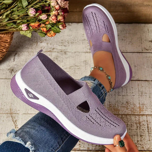 Women's lightweight knit slip-on sneakers with front cut-out detail