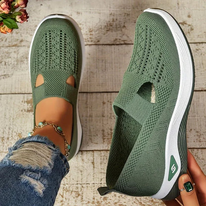 Women's lightweight knit slip-on sneakers with front cut-out detail