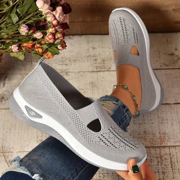 Women's lightweight knit slip-on sneakers with front cut-out detail