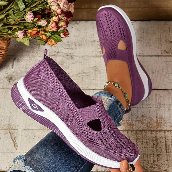 Women's lightweight knit slip-on sneakers with front cut-out detail