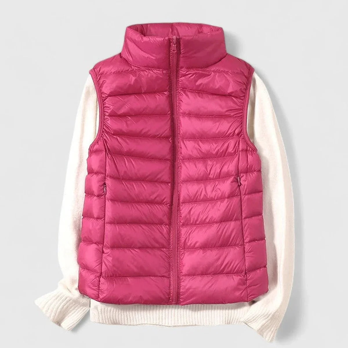 Women's lightweight quilted sleeveless puffer vest zip-up – Rose
