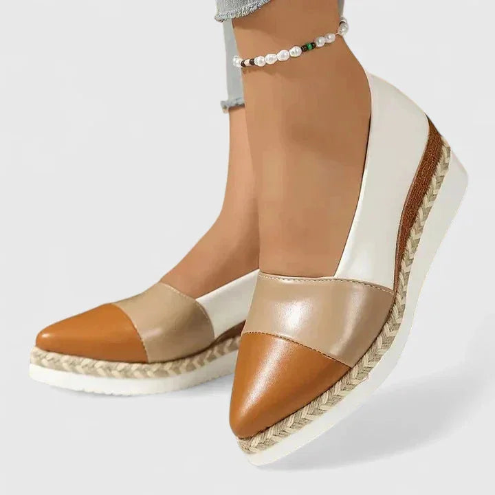 Women's metallic slip-on espadrille wedge platform loafers