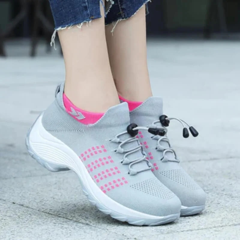 Women's comfort comfort knit sneakers with bungee-lace slip-on design