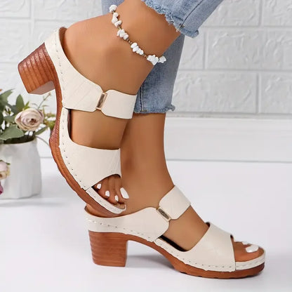 Women's comfort cushioned platform block-heel sandals with quilted design