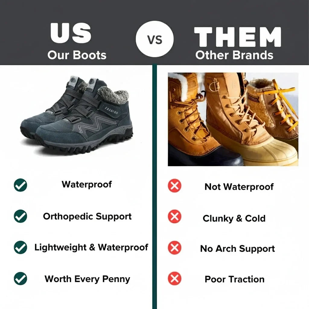Women's comfort waterproof winter boots with fur-lined collar and strap