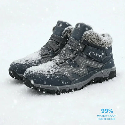 Women's comfort waterproof winter boots with fur-lined collar and strap