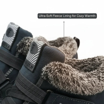 Women's comfort waterproof winter boots with fur-lined collar and strap