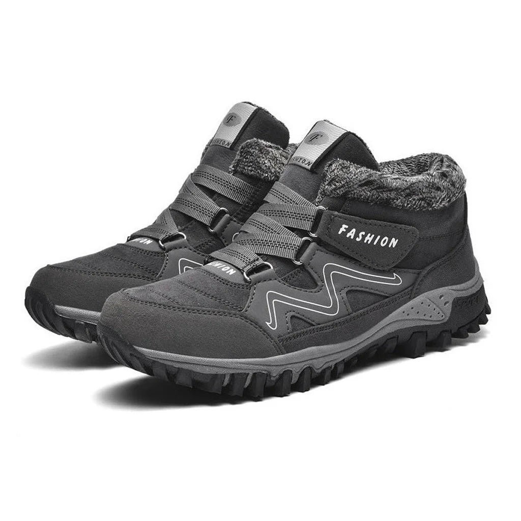Women's comfort waterproof winter boots with fur-lined collar and strap – Grey