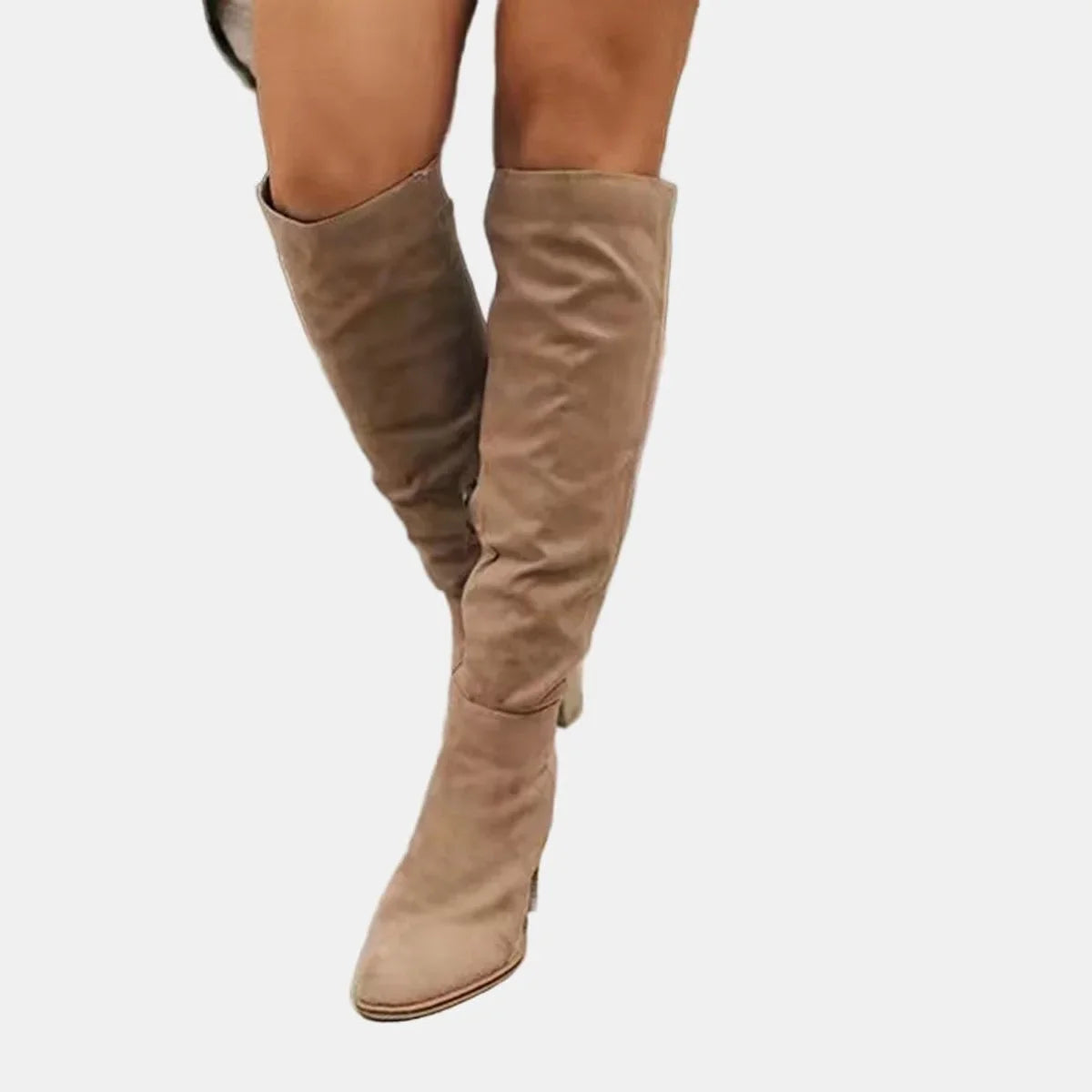 Women's over-the-knee block-heel stretch ankle boots