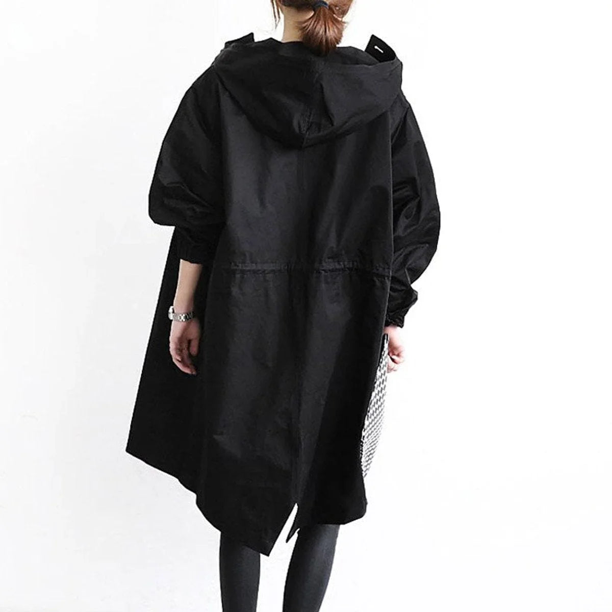 Women's oversized water-resistant button-front trench coat