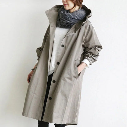 Women's oversized water-resistant button-front trench coat – Gray