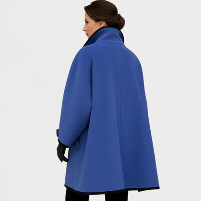 Women's oversized wool-blend contrast-trim coat