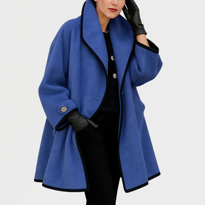 Women's oversized wool-blend contrast-trim coat – Blue