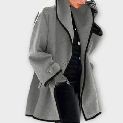 Women's oversized wool-blend contrast-trim coat – Gray