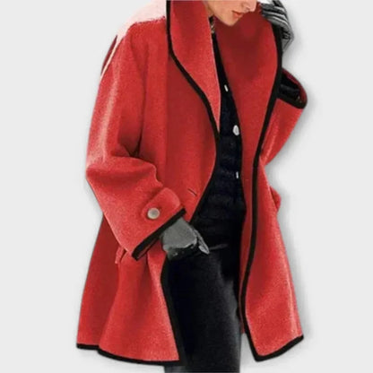 Women's oversized wool-blend contrast-trim coat – Red