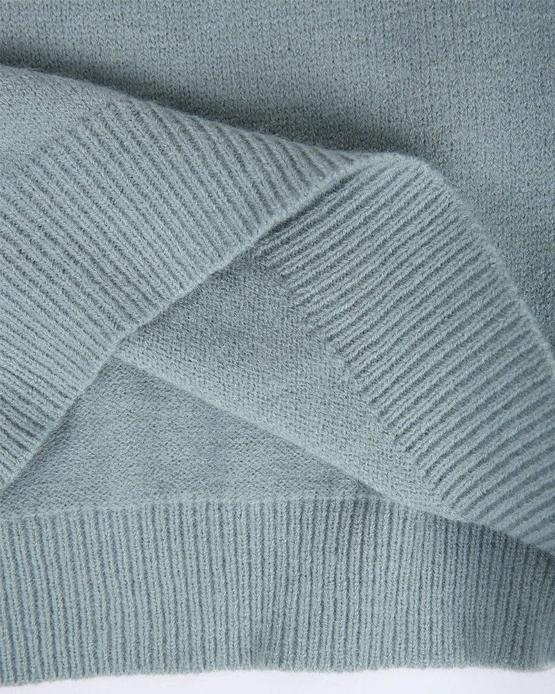 Women's patterned yoke knit sweater with long-sleeve crew-neck