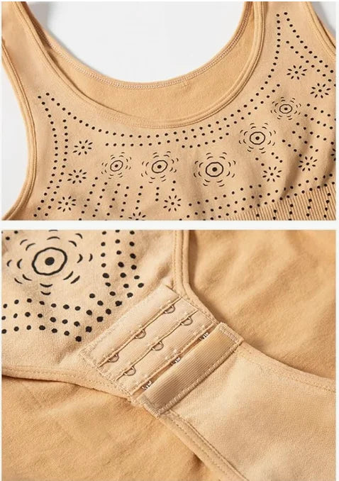 Women's perforated shaping bodysuit with scoop neck sleeveless cut