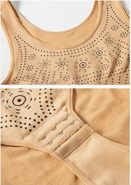 Women's perforated shaping bodysuit with scoop neck sleeveless cut