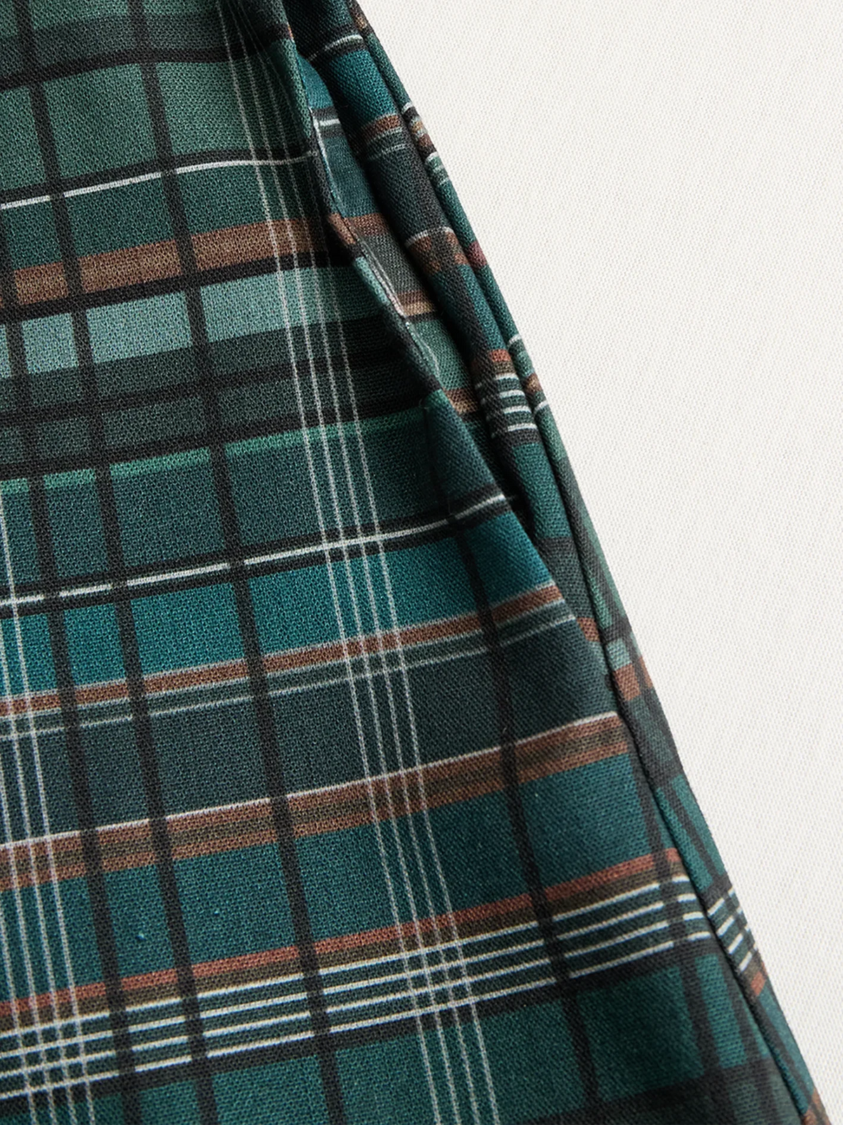 Women's plaid long-sleeve maxi dress with button-front and chest pockets