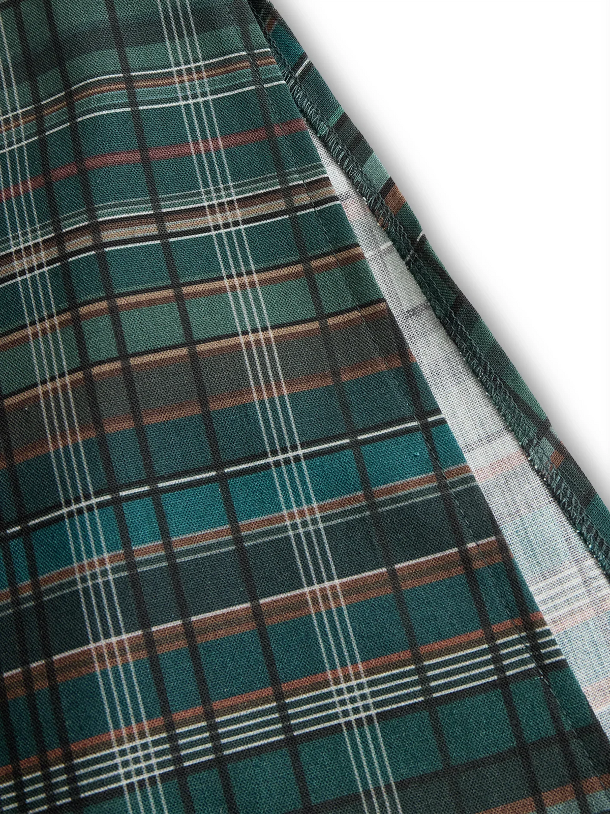Women's plaid long-sleeve maxi dress with button-front and chest pockets