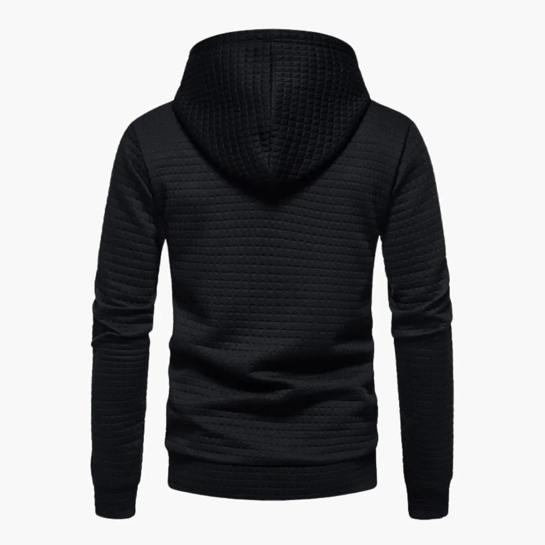 Women's quilted hoodie with kangaroo pocket and drawstring cowl-neck