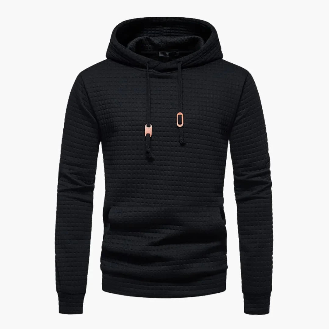 Women's quilted hoodie with kangaroo pocket and drawstring cowl-neck