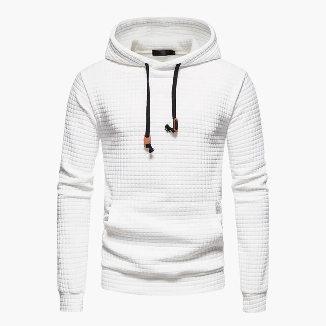 Women's quilted hoodie with kangaroo pocket and drawstring cowl-neck