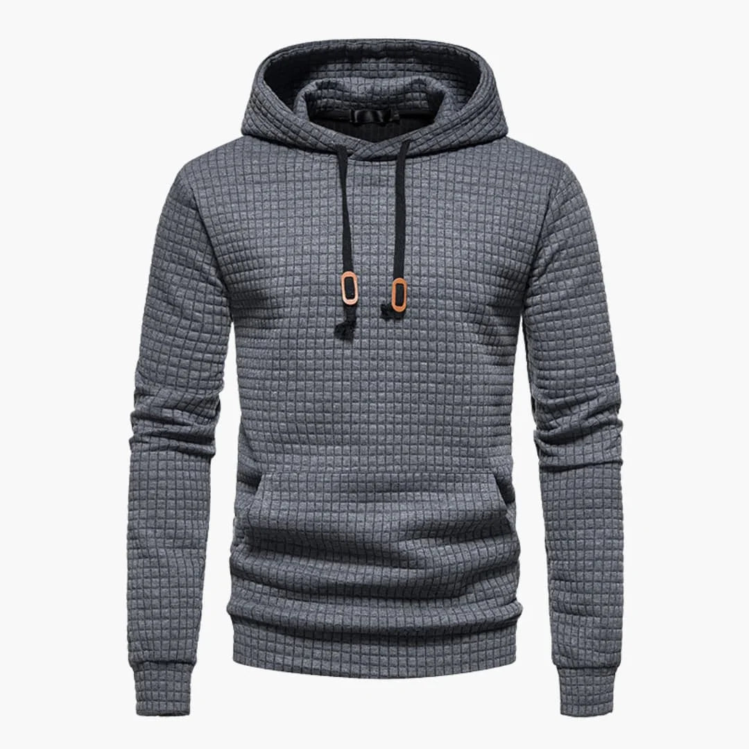 Women's quilted hoodie with kangaroo pocket and drawstring cowl-neck